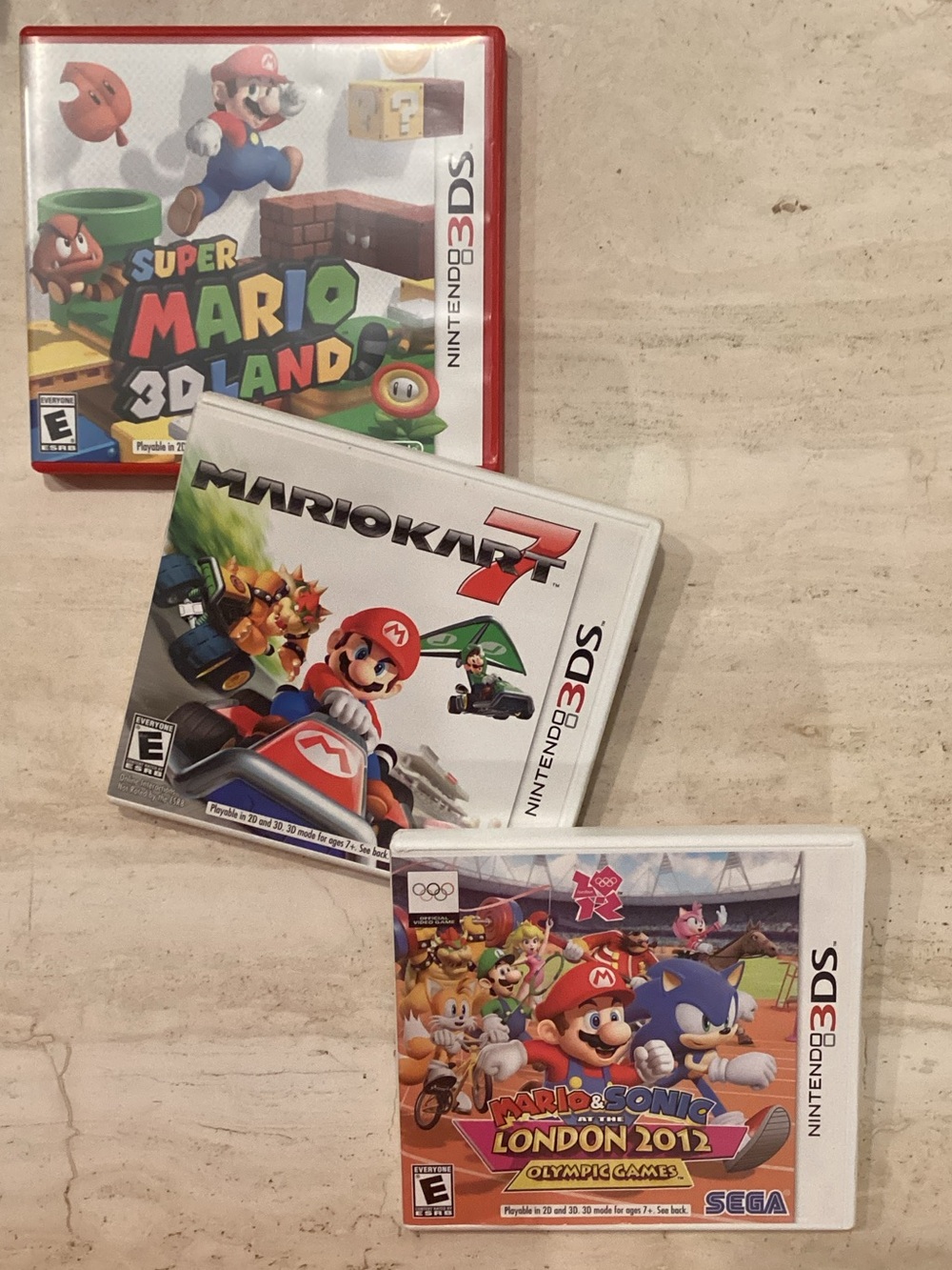 Mario Kart 7 Nintendo 3DS Game & Super Mario 3D Land & Mario & Sonic Lot Of 3
